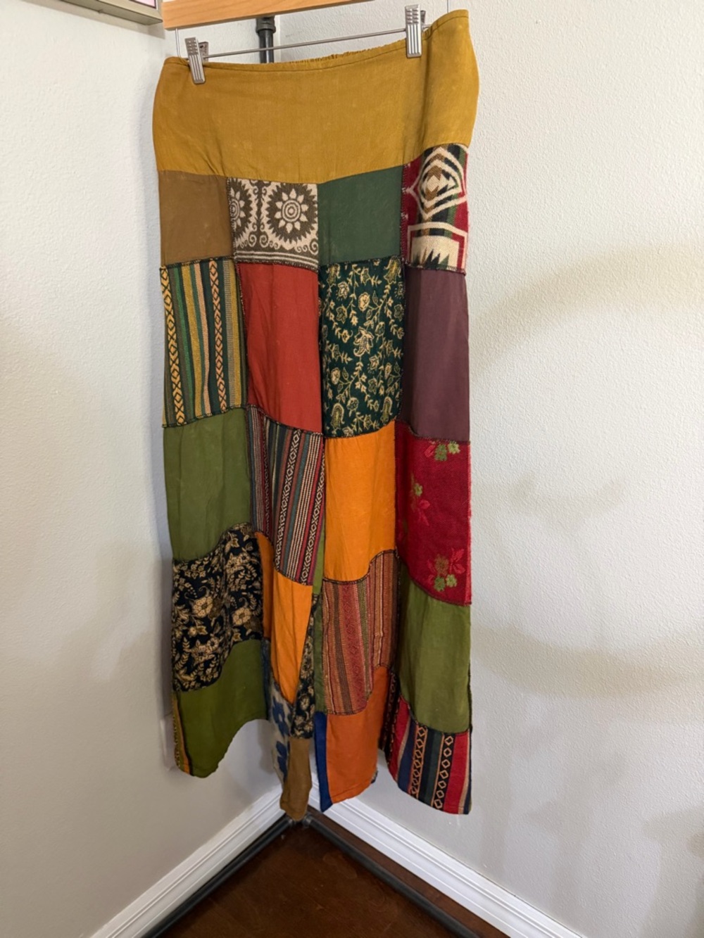 Boho Patchwork Wide Leg Pants Cotton Nepal Festival Hippie Lounge M/L NWT - Picture 8 of 10